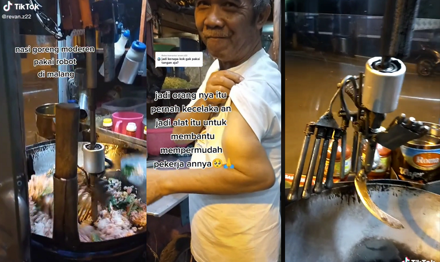 Viral! Nasi Goreng dengan Robot Pengaduk di Malang