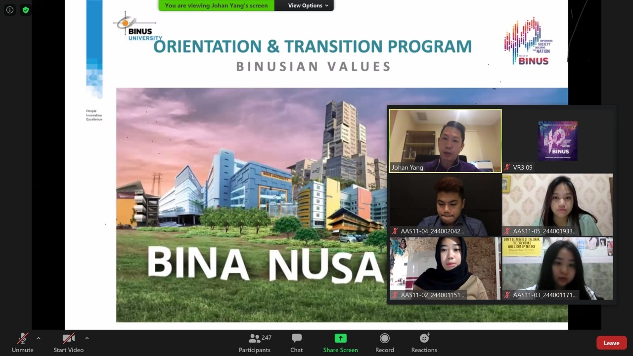 Orientasi Mahasiswa Baru Online BINUS UNIVERSITY